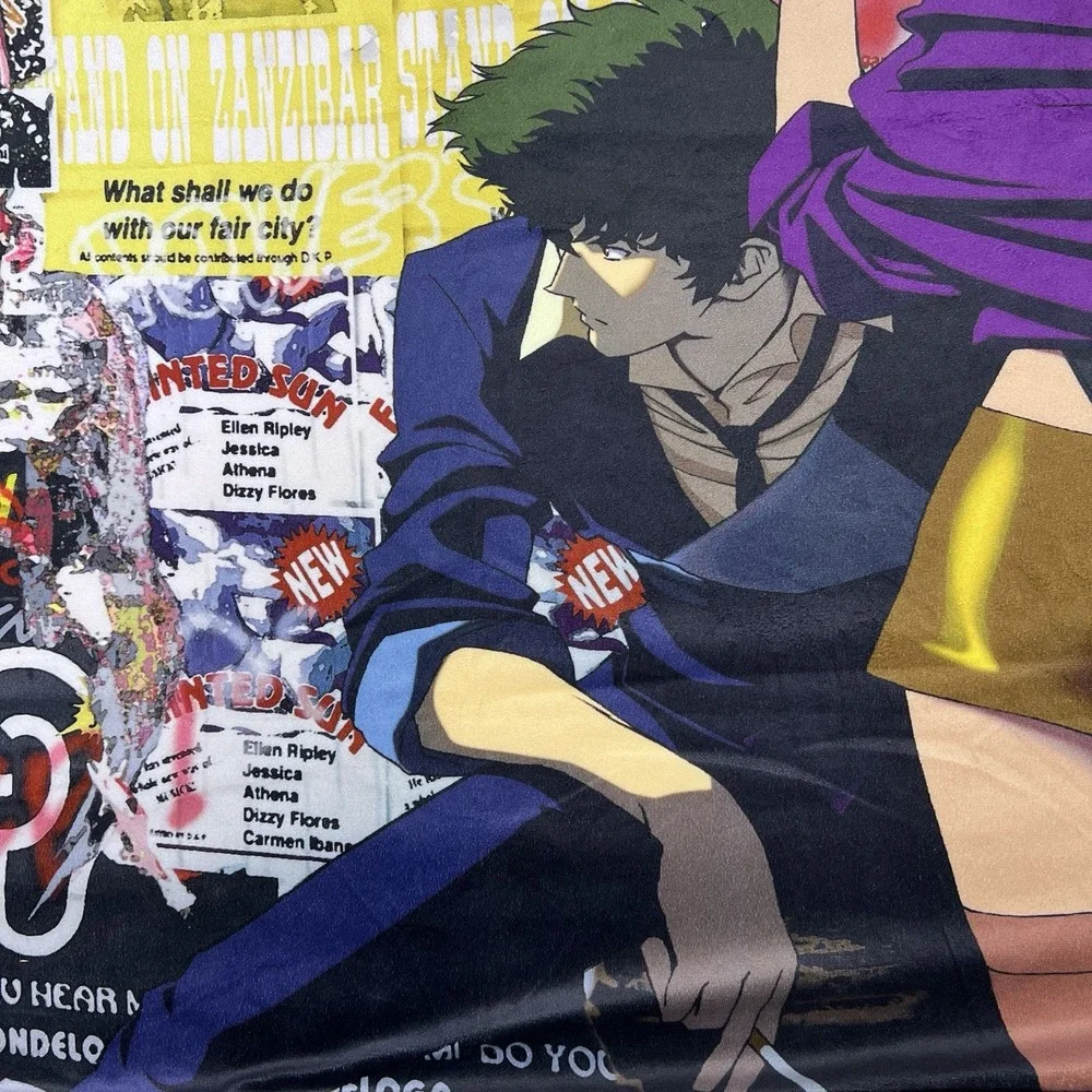 Cowboy Bebop Fleece Throw Blanket‎ Multi Color Anime Spike Faye Jet Ed Ein Large